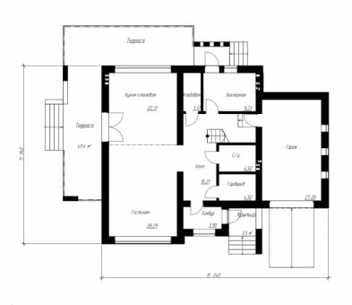 Проект двухэтажного дома с большой террасой